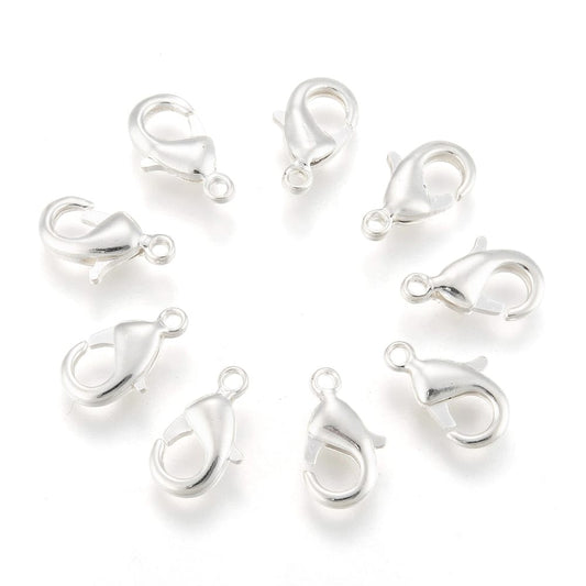 Silver Plated Lobster Clasps 10mm – Pack of 10