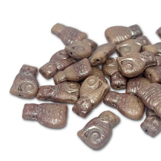 Czech Glass Cat Beads - 17x11mm - Fawn - Priced Per Piece