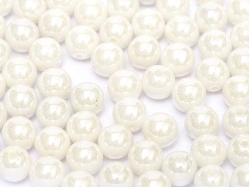 3mm Pressed Glass Round Beads - Pack of 100 - Chalk White Shimmer
