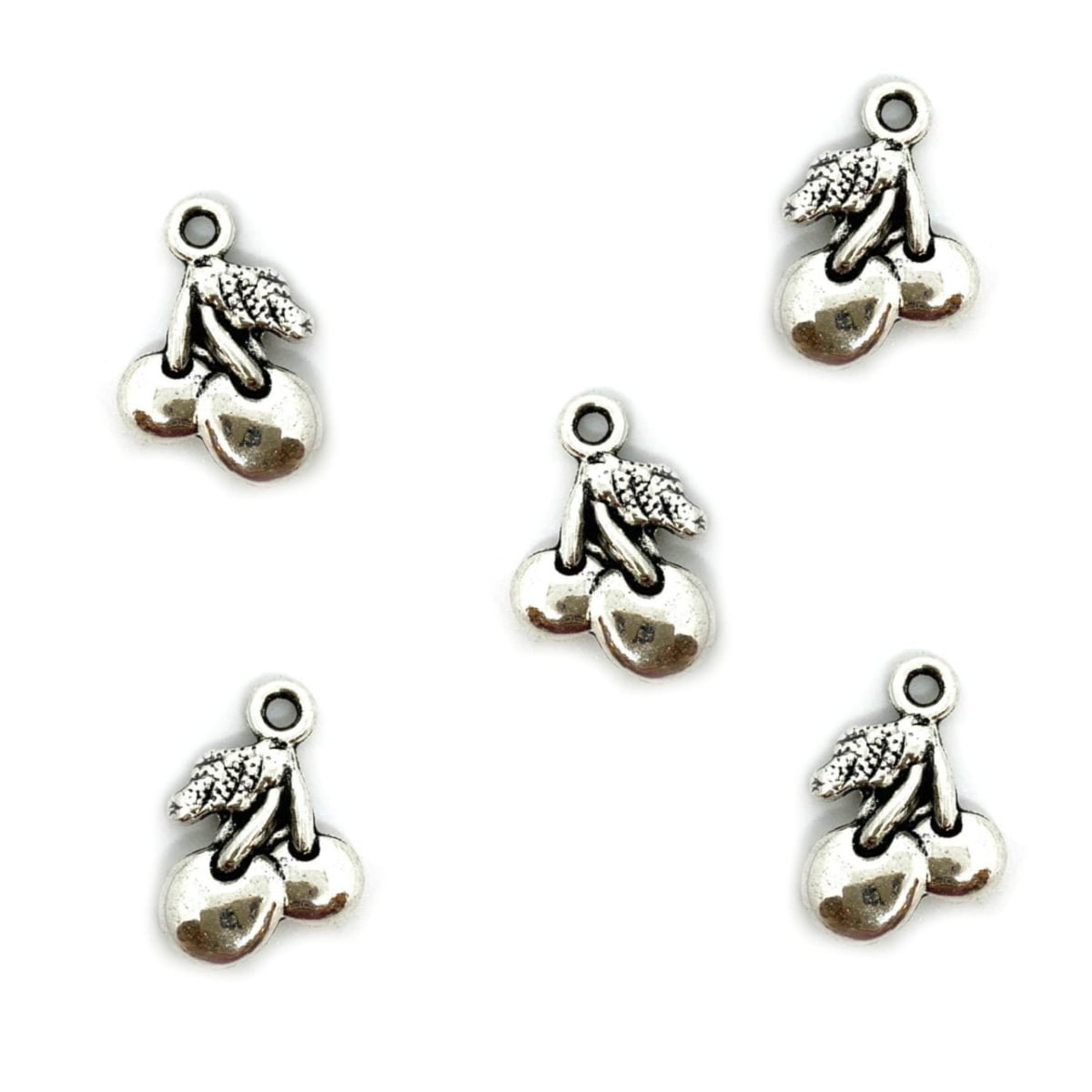 Silver Cherry Charm 18x14mm – Pack of 5