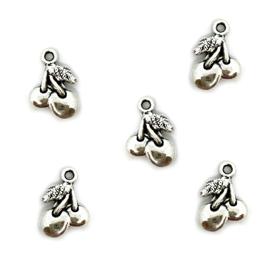 Silver Cherry Charm 18x14mm – Pack of 5