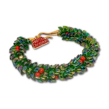 Kumihimo Christmas Wreath Bracelet Pattern - Instant Download or Printed Copy