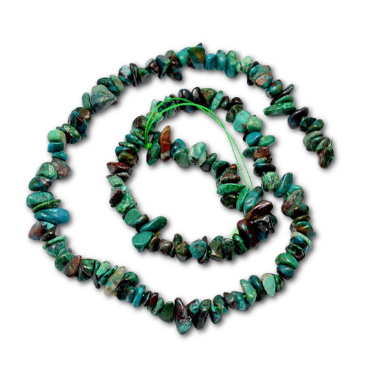 4-12mm Natural Chrysocolla Chip Bead Strand - Approx 15 Inch Strand