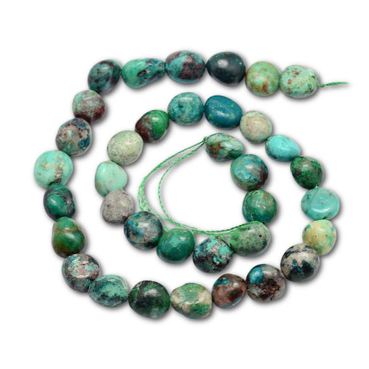 11-14mm Natural Chrysocolla Nugget Bead Strand - Approx 25 Beads