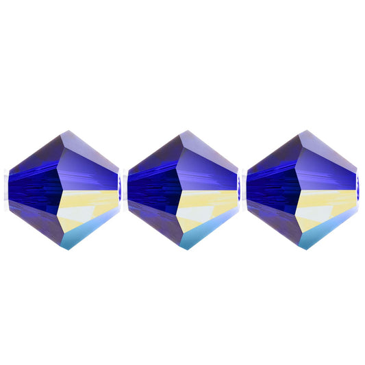 4mm Preciosa Bicones - Cobalt AB - Pack of 30