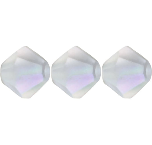 4mm Preciosa Bicones – Crystal Matte AB – Pack of 30