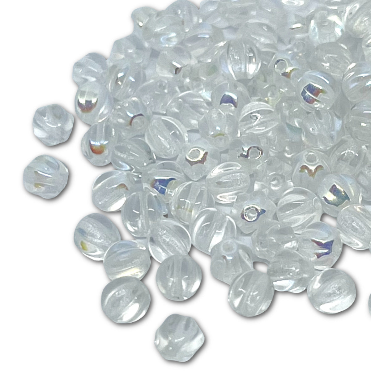 6mm Czech Glass Melon Beads - Pack of 20 - Crystal AB