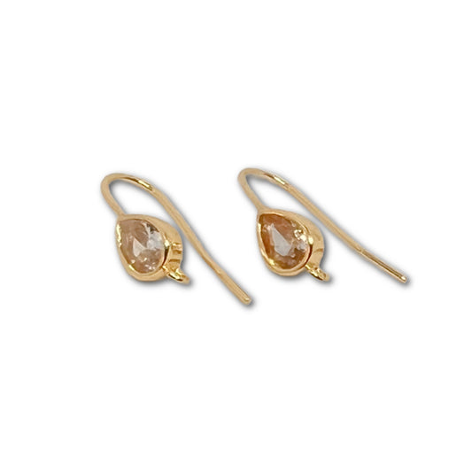 18k Gold Plated Crystal Drop Shepherd Hook - Crystal - Priced Per Pair