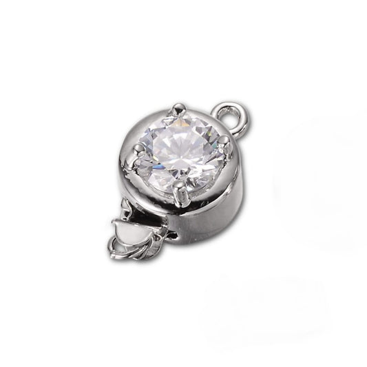 Platinum Crystal Box Clasp 15x10mm