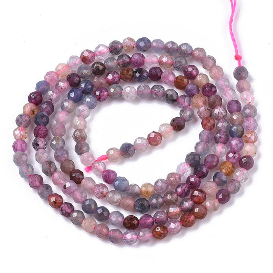 1mm Natural Sapphire and Ruby Faceted Gemstone Strand - Approx 150 Beads