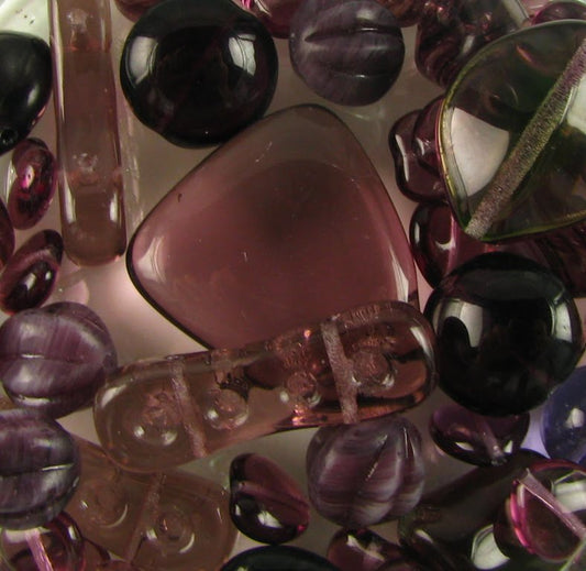 Preciosa Pressed Glass Dark Violet Mix - Approx 50g