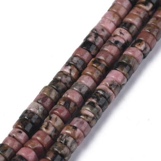 4x2mm Rhodonite Heishi Bead Strand - Approx 150 Beads