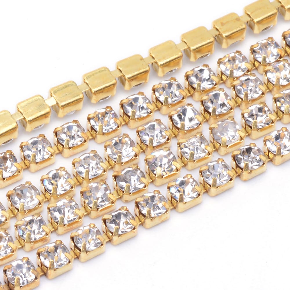 2mm Gold Plated Cup Chain – Crystal – 1m Length