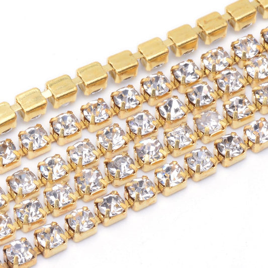 2mm Gold Plated Cup Chain – Crystal – 1m Length