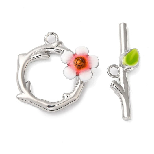 Enamel Flower Toggle 21x8mm