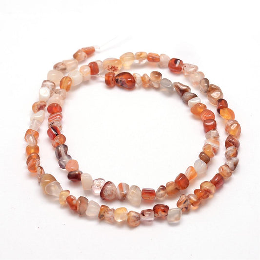 4-8mm Natural Carnelian Nugget Bead Strand - Approx 80 Beads