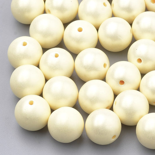 8mm Acrylic Shimmer Pearl Beads – Pack of 50 – Champagne Yellow