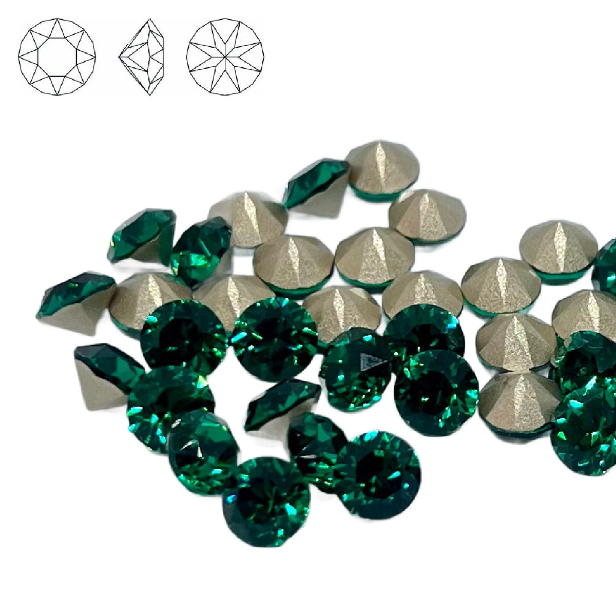 Aurora Pointy Back Chaton (C1088) SS29 – 6mm – Emerald – Pack of 2