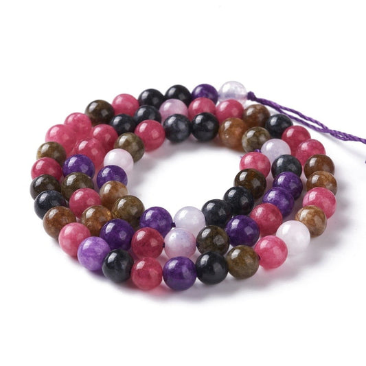 6mm Jewel Toned Dyed Jade Round Bead Strand - Approx 60 beads