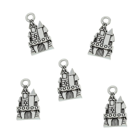 Antique Silver Fairy Castle Charm 21x11mm – Pack of 5