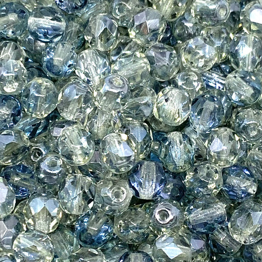 4mm Czech Fire Polish Beads - 00030/23701 - Crystal Lagoon x 100