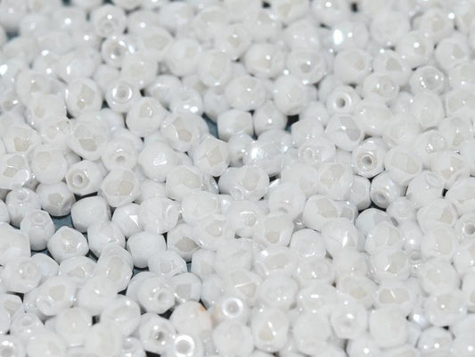 3mm Czech Fire-Polish – 03000/21402 – Chalk White Shimmer x 100