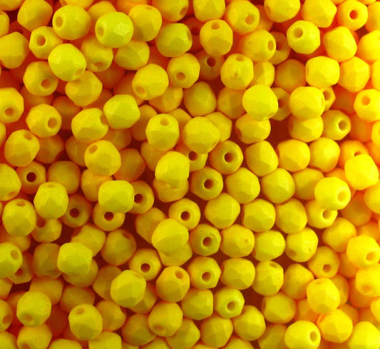 4mm Czech Fire Polish – 02010/29573 – Matte Daffodil x 100