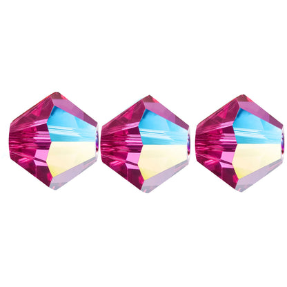 4mm Preciosa Bicones - Fuchsia Glitter - Pack of 30