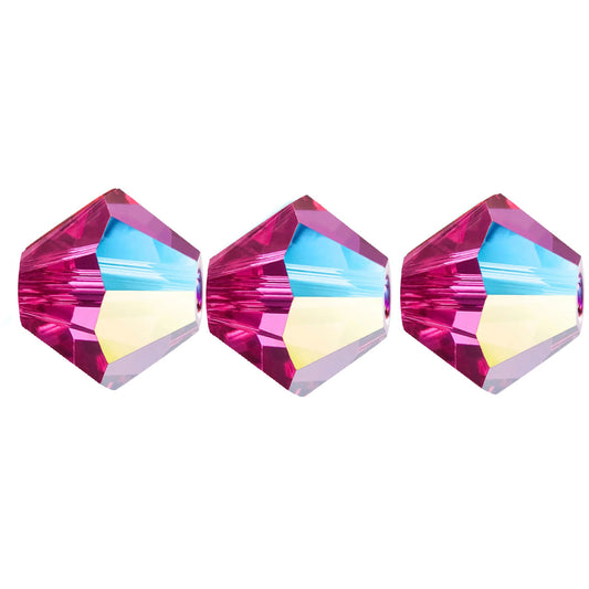 4mm Preciosa Bicones - Fuchsia Glitter - Pack of 30