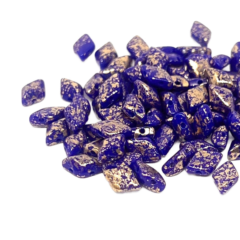 GemDuo 2-Hole 5x8mm – Gold Splash Blue – 5g