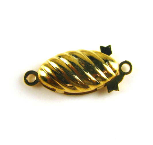 Gold Plated Ridged Oval Box Clasp