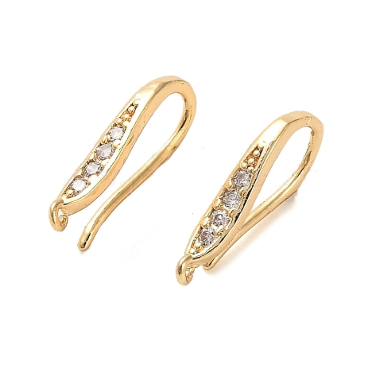 18k Gold Plated Cubic Zirconia Earring Hooks - Pack of 2