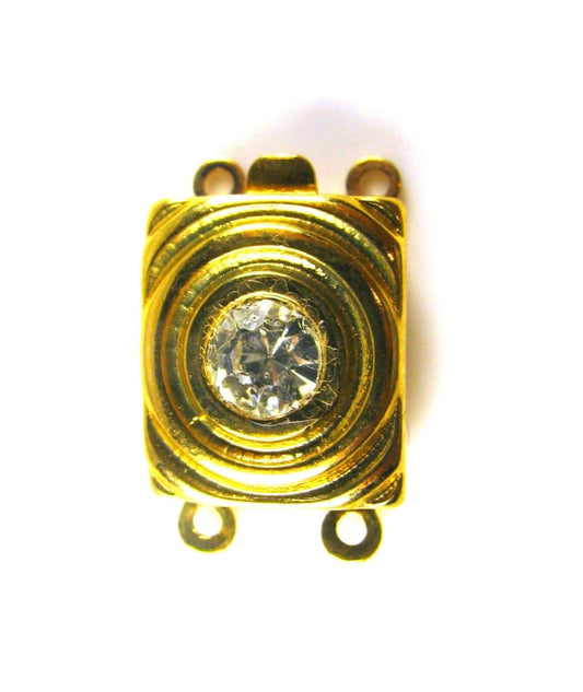 Gold Plated Crystal 2 Strand Box Clasp 19x12mm