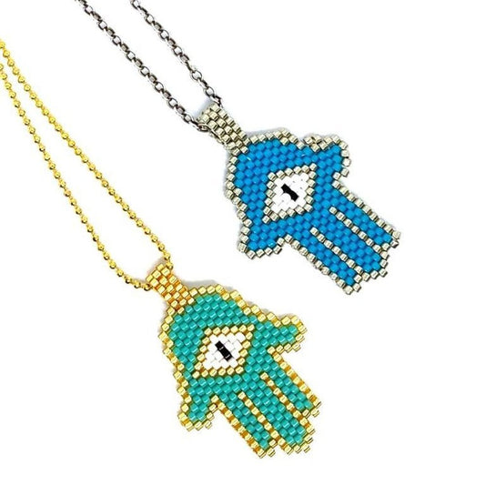 Brick Stitch Hamsa Pendant Pattern - Instant Download or Printed Pattern