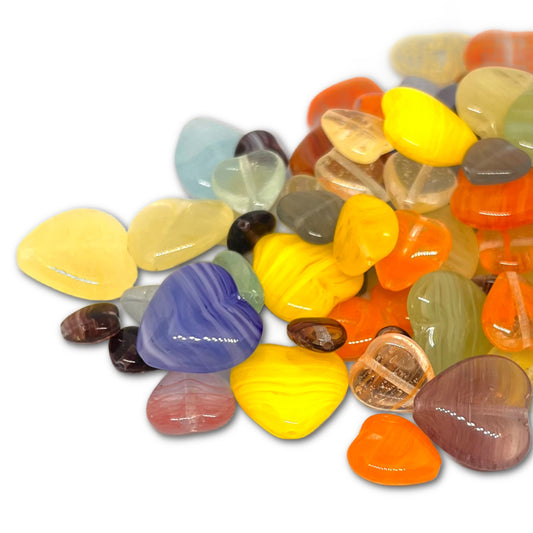 Preciosa Pressed Glass Heart Mix - Approx 50g