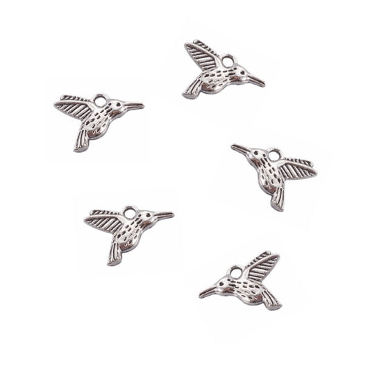 Antique Silver Hummingbird Charm 12x17mm – Pack of 5