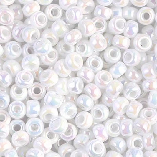 6/0 Miyuki Seed Beads - 25g Bag – White Pearl AB - Colour 471