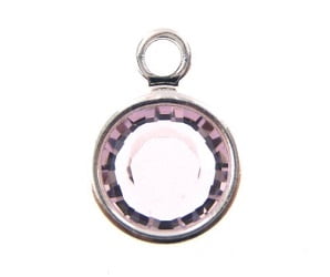 Silver Plated Preciosa Birthstone Channel Charm – 6mm – Light Amethyst (June Birthstone)