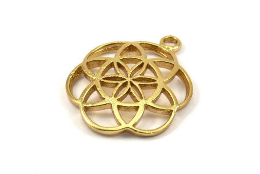 Gold Plated Brass Mandala Pendant 23mm