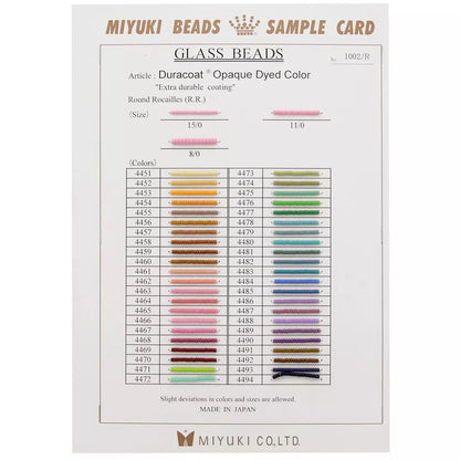 Miyuki 11/0 Seed Bead Colour Chart - Instant Download or Printed Copy