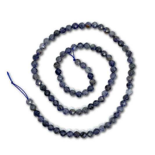 4mm Natural Iolite Faceted Gemstone Bead Strand – Approx 90 Beads