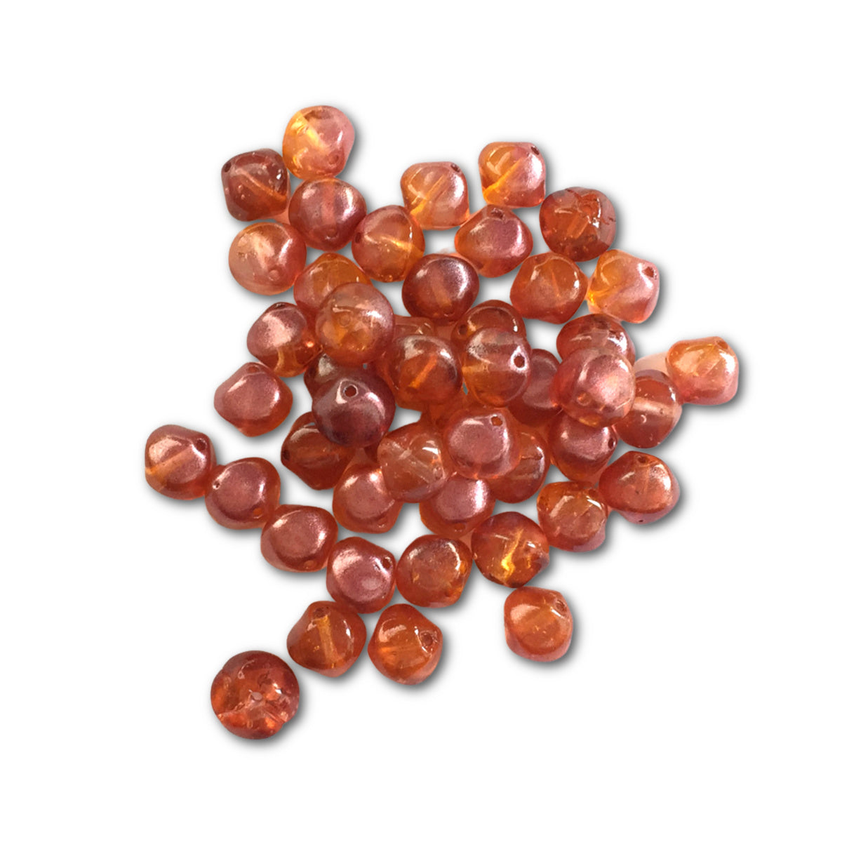 Jablonex Recycled – 10mm Organic Bicone – Orange & Yellow – Pack of 10
