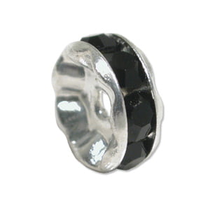 8mm Jet Crystal Rondelle Bead - Pack of 6