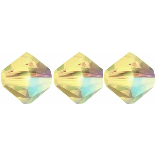 4mm Preciosa Bicones – Jonquil AB Yellow – Pack of 30