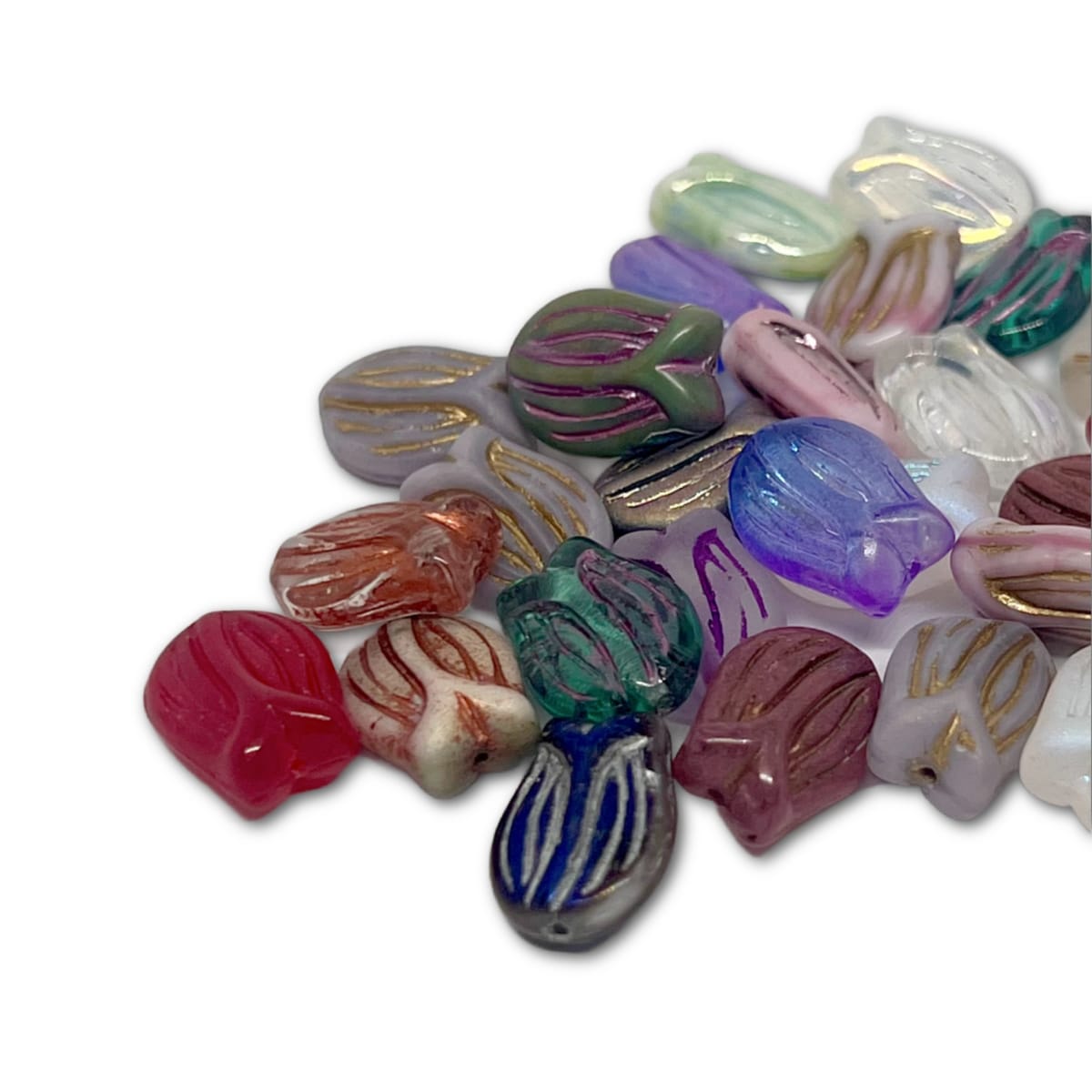 16x11mm Large Vintage Tulip Bead – Multi Mix – Pack of 5