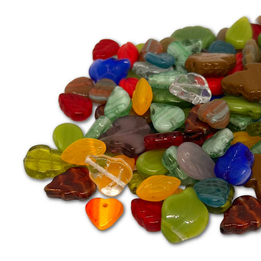 Preciosa Pressed Glass Leaf Mix - Approx 50g
