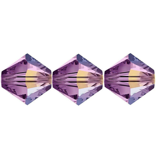 3mm Preciosa Bicones – Light Amethyst AB – Pack of 30