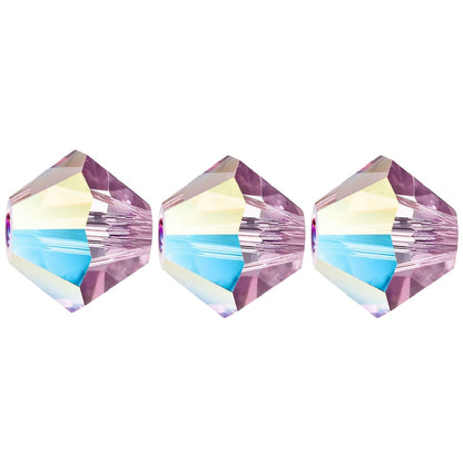 3mm Preciosa Bicones – Light Amethyst Glitter – Pack of 30