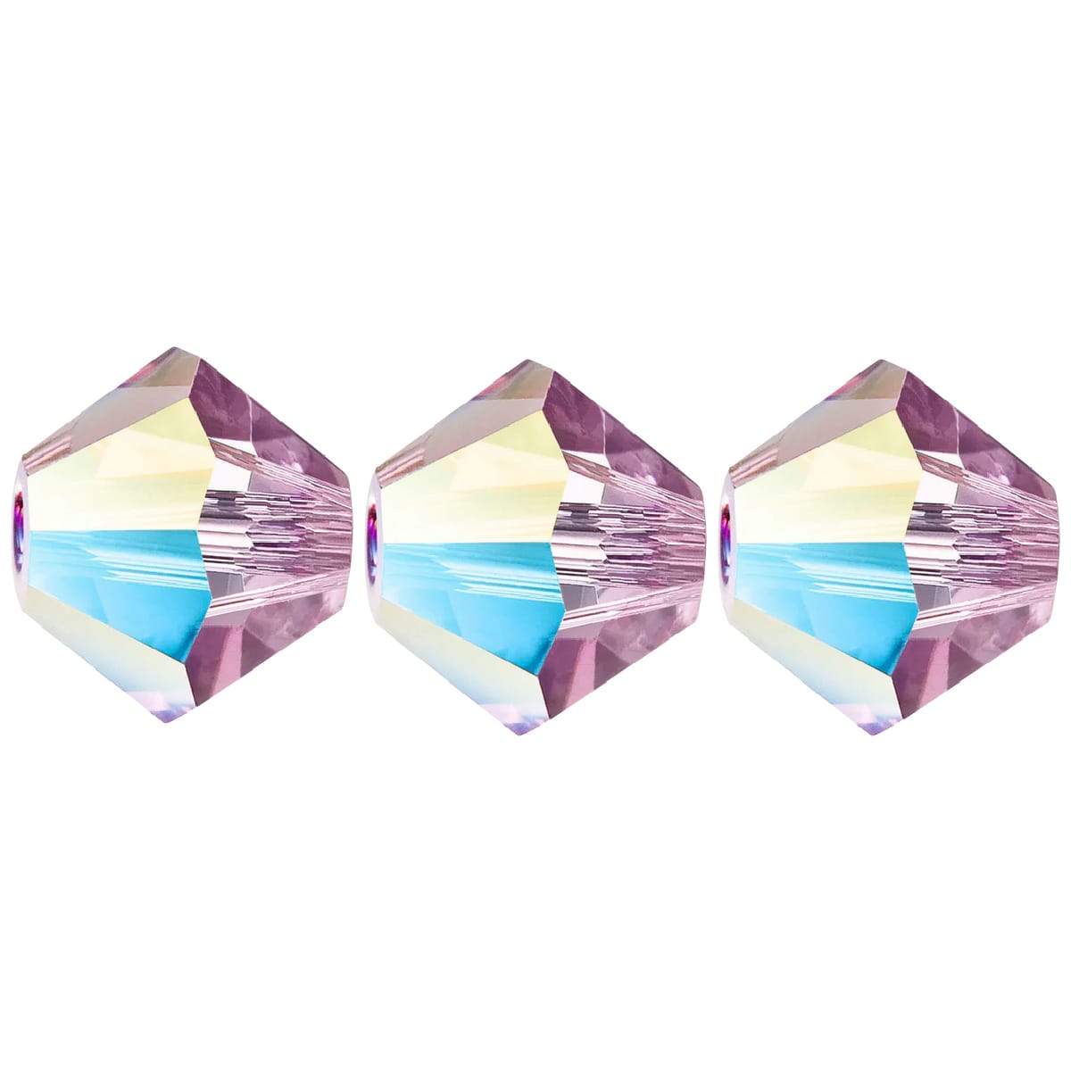 4mm Preciosa Bicones – Light Amethyst Glitter – Pack of 30