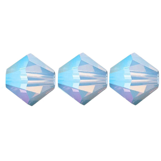 4mm Preciosa Bicones – Light Sapphire Opal AB – Pack of 30